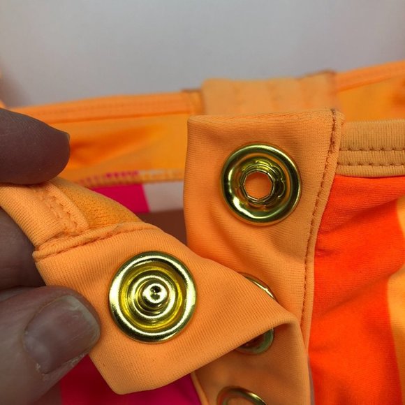 NWT California Dunshine Orange multi colorblock striped plus size Bikini Set 3X - Picture 8 of 14
